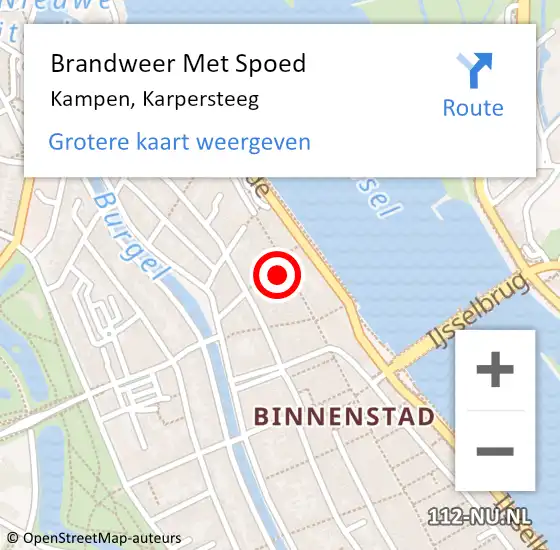 Locatie op kaart van de 112 melding: Brandweer Met Spoed Naar Kampen, Karpersteeg op 22 juni 2014 00:24