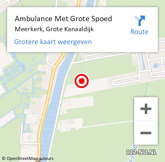 Locatie op kaart van de 112 melding: Ambulance Met Grote Spoed Naar Meerkerk, Grote Kanaaldijk op 6 september 2021 10:36