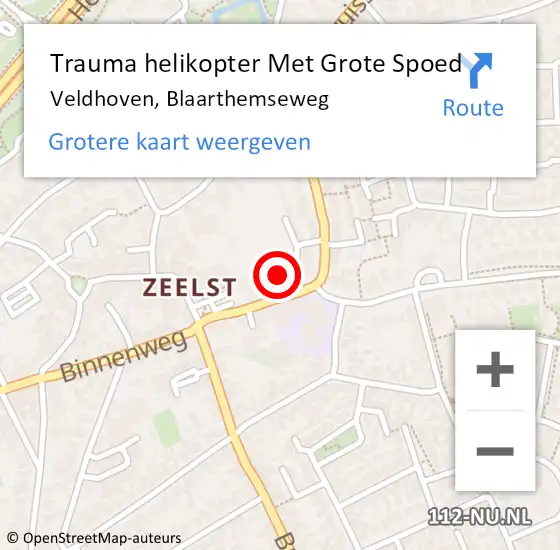 Locatie op kaart van de 112 melding: Trauma helikopter Met Grote Spoed Naar Veldhoven, Blaarthemseweg op 6 september 2021 10:50