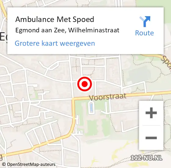 Locatie op kaart van de 112 melding: Ambulance Met Spoed Naar Egmond aan Zee, Wilhelminastraat op 6 september 2021 11:03