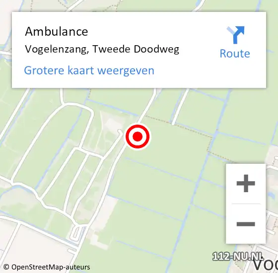 Locatie op kaart van de 112 melding: Ambulance Vogelenzang, Tweede Doodweg op 6 september 2021 11:14