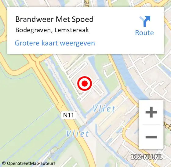 Locatie op kaart van de 112 melding: Brandweer Met Spoed Naar Bodegraven, Lemsteraak op 6 september 2021 11:19