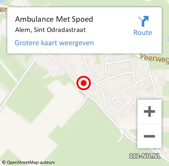 Locatie op kaart van de 112 melding: Ambulance Met Spoed Naar Alem, Sint Odradastraat op 6 september 2021 11:36