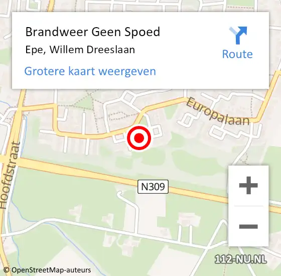 Locatie op kaart van de 112 melding: Brandweer Geen Spoed Naar Epe, Willem Dreeslaan op 6 september 2021 11:40