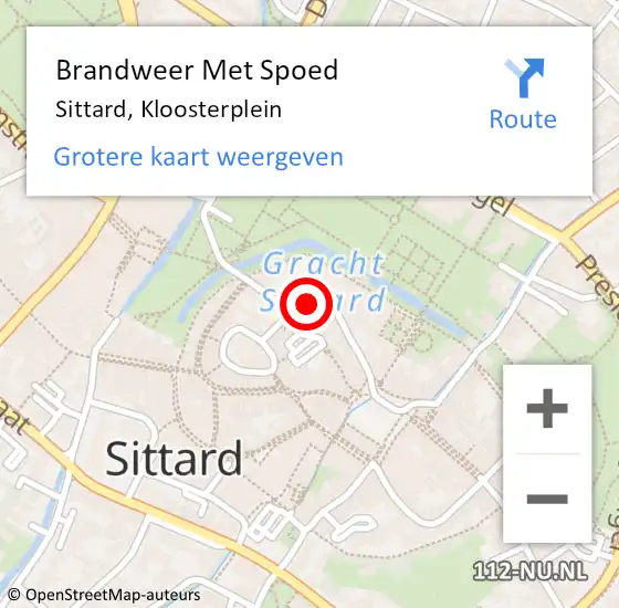 Locatie op kaart van de 112 melding: Brandweer Met Spoed Naar Sittard, Kloosterplein op 6 september 2021 12:38