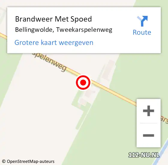 Locatie op kaart van de 112 melding: Brandweer Met Spoed Naar Bellingwolde, Tweekarspelenweg op 6 september 2021 12:41