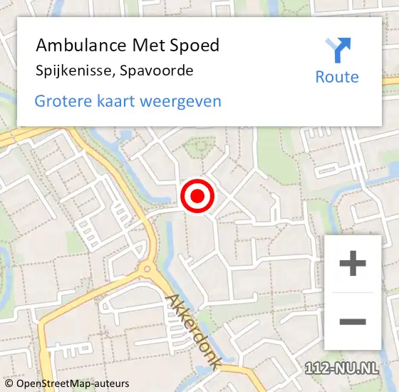 Locatie op kaart van de 112 melding: Ambulance Met Spoed Naar Spijkenisse, Spavoorde op 6 september 2021 12:44