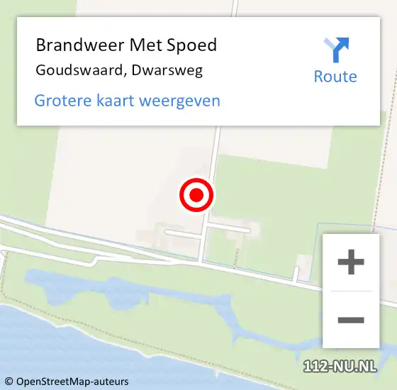 Locatie op kaart van de 112 melding: Brandweer Met Spoed Naar Goudswaard, Dwarsweg op 6 september 2021 12:59