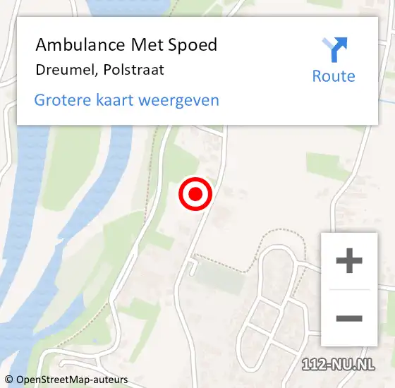 Locatie op kaart van de 112 melding: Ambulance Met Spoed Naar Dreumel, Polstraat op 6 september 2021 13:12