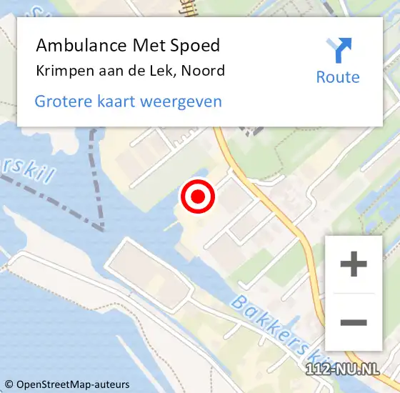 Locatie op kaart van de 112 melding: Ambulance Met Spoed Naar Krimpen aan de Lek, Noord op 6 september 2021 13:15