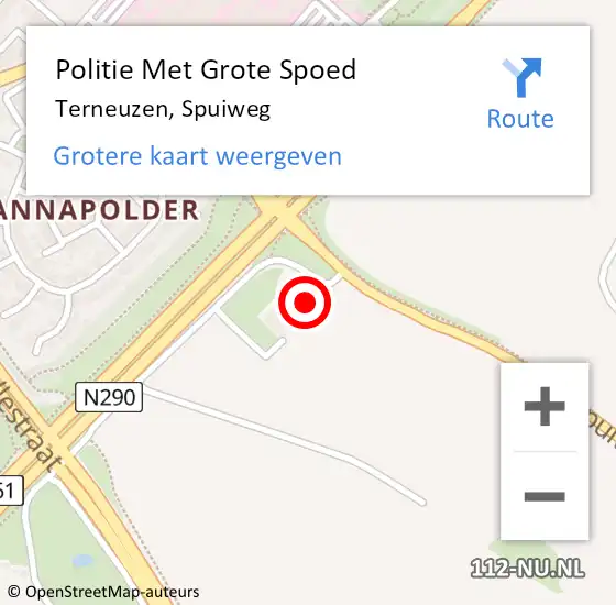 Locatie op kaart van de 112 melding: Politie Met Grote Spoed Naar Terneuzen, Spuiweg op 6 september 2021 13:16