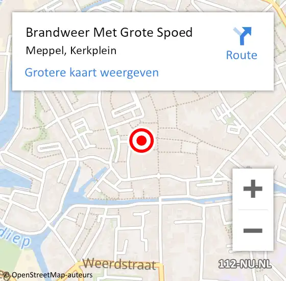 Locatie op kaart van de 112 melding: Brandweer Met Grote Spoed Naar Meppel, Kerkplein op 6 september 2021 13:27