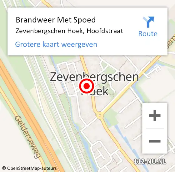 Locatie op kaart van de 112 melding: Brandweer Met Spoed Naar Zevenbergschen Hoek, Hoofdstraat op 6 september 2021 13:29