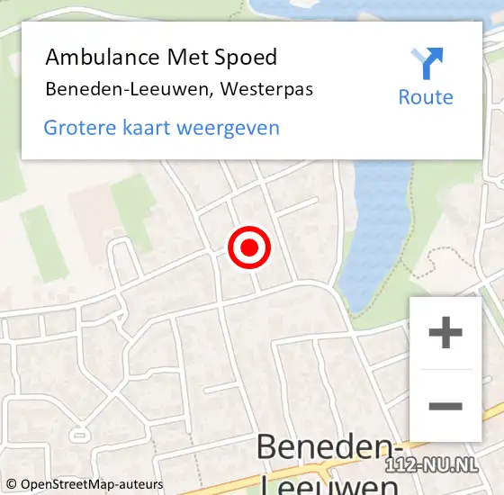 Locatie op kaart van de 112 melding: Ambulance Met Spoed Naar Beneden-Leeuwen, Westerpas op 6 september 2021 13:33