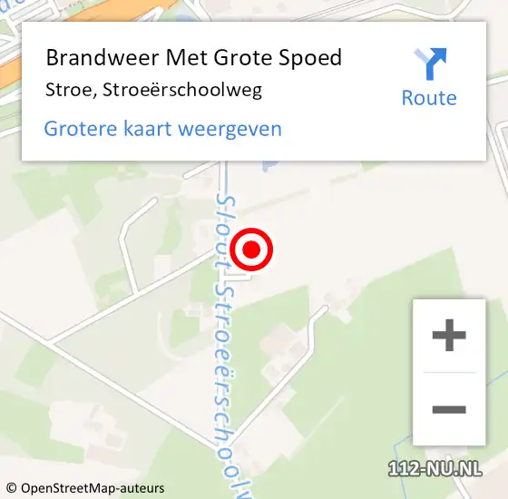 Locatie op kaart van de 112 melding: Brandweer Met Grote Spoed Naar Stroe, Stroeërschoolweg op 6 september 2021 14:09