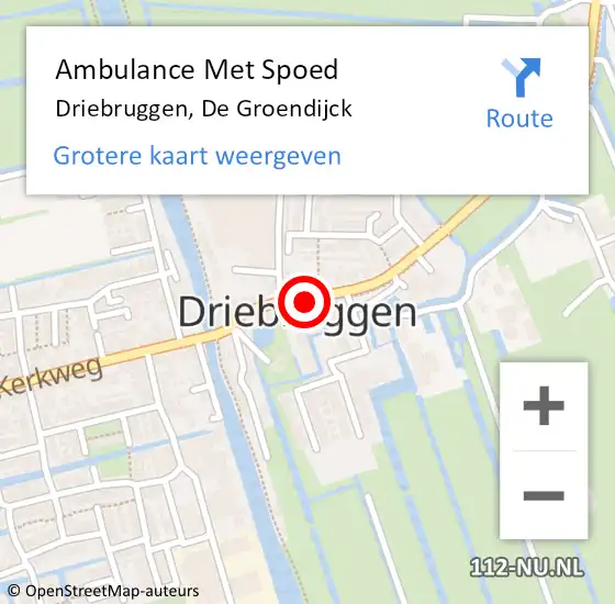 Locatie op kaart van de 112 melding: Ambulance Met Spoed Naar Driebruggen, De Groendijck op 6 september 2021 14:11