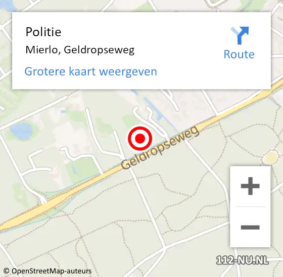 Locatie op kaart van de 112 melding: Politie Mierlo, Geldropseweg op 6 september 2021 14:13