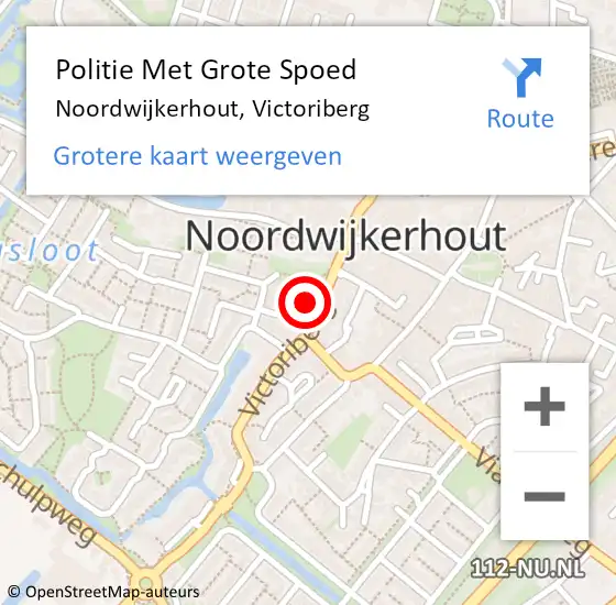 Locatie op kaart van de 112 melding: Politie Met Grote Spoed Naar Noordwijkerhout, Victoriberg op 6 september 2021 14:15