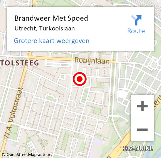 Locatie op kaart van de 112 melding: Brandweer Met Spoed Naar Utrecht, Turkooislaan op 6 september 2021 14:17