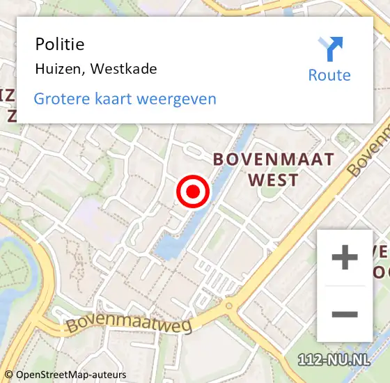 Locatie op kaart van de 112 melding: Politie Huizen, Westkade op 6 september 2021 14:31