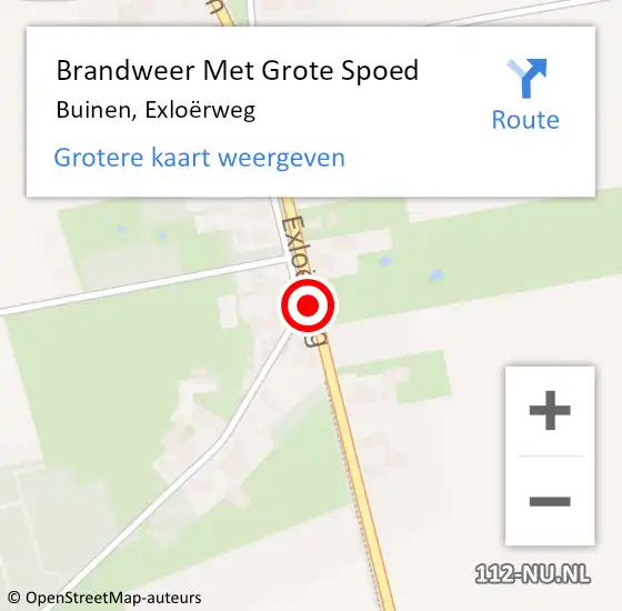 Locatie op kaart van de 112 melding: Brandweer Met Grote Spoed Naar Buinen, Exloërweg op 6 september 2021 14:52