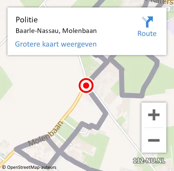 Locatie op kaart van de 112 melding: Politie Baarle-Nassau, Molenbaan op 22 juni 2014 01:16