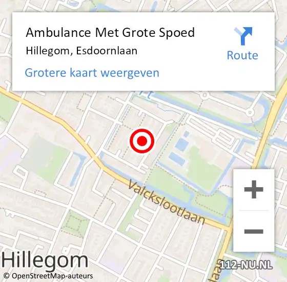 Locatie op kaart van de 112 melding: Ambulance Met Grote Spoed Naar Hillegom, Esdoornlaan op 6 september 2021 15:01