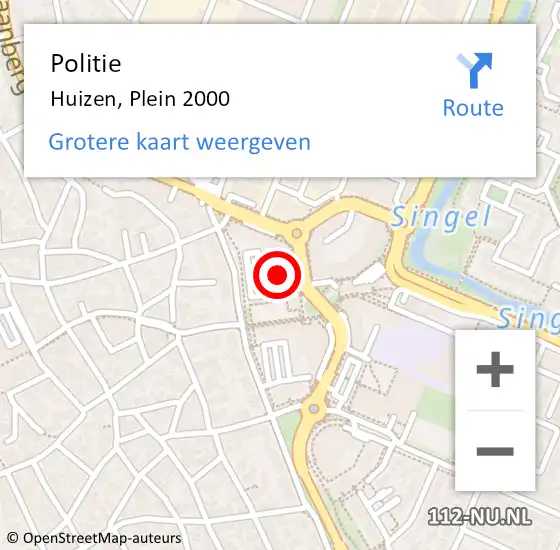 Locatie op kaart van de 112 melding: Politie Huizen, Plein 2000 op 6 september 2021 15:10