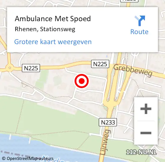 Locatie op kaart van de 112 melding: Ambulance Met Spoed Naar Rhenen, Stationsweg op 22 juni 2014 01:20