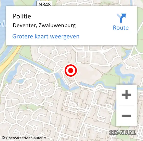 Locatie op kaart van de 112 melding: Politie Deventer, Zwaluwenburg op 6 september 2021 15:20