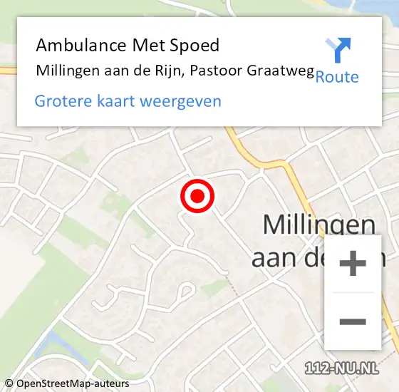 Locatie op kaart van de 112 melding: Ambulance Met Spoed Naar Millingen aan de Rijn, Pastoor Graatweg op 6 september 2021 15:44