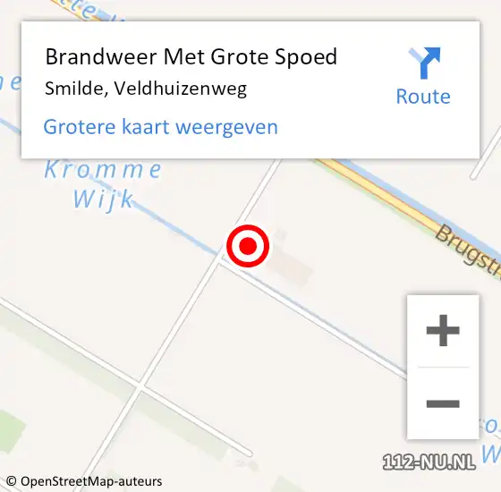 Locatie op kaart van de 112 melding: Brandweer Met Grote Spoed Naar Smilde, Veldhuizenweg op 6 september 2021 16:13