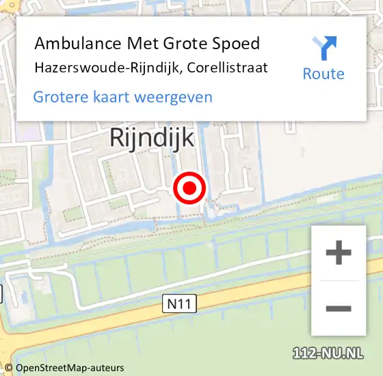 Locatie op kaart van de 112 melding: Ambulance Met Grote Spoed Naar Hazerswoude-Rijndijk, Corellistraat op 6 september 2021 16:16