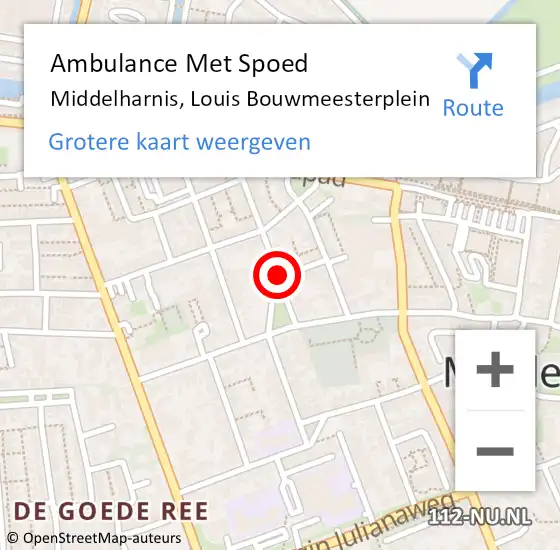 Locatie op kaart van de 112 melding: Ambulance Met Spoed Naar Middelharnis, Louis Bouwmeesterplein op 6 september 2021 16:17