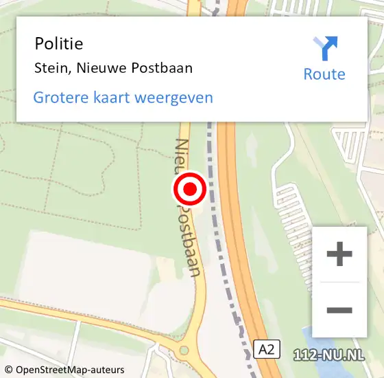 Locatie op kaart van de 112 melding: Politie Stein, Nieuwe Postbaan op 6 september 2021 16:36