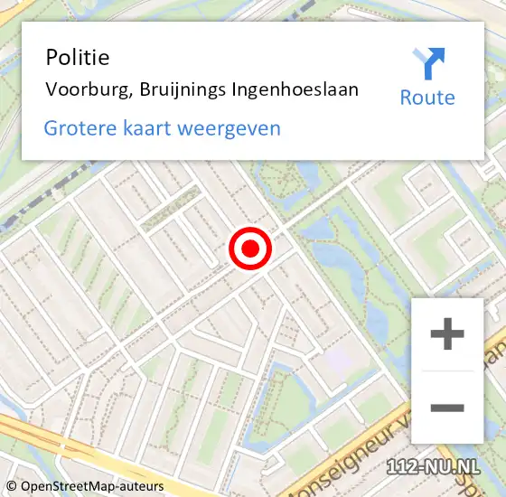 Locatie op kaart van de 112 melding: Politie Voorburg, Bruijnings Ingenhoeslaan op 22 juni 2014 01:40