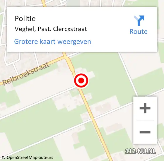 Locatie op kaart van de 112 melding: Politie Veghel, Past. Clercxstraat op 6 september 2021 16:51