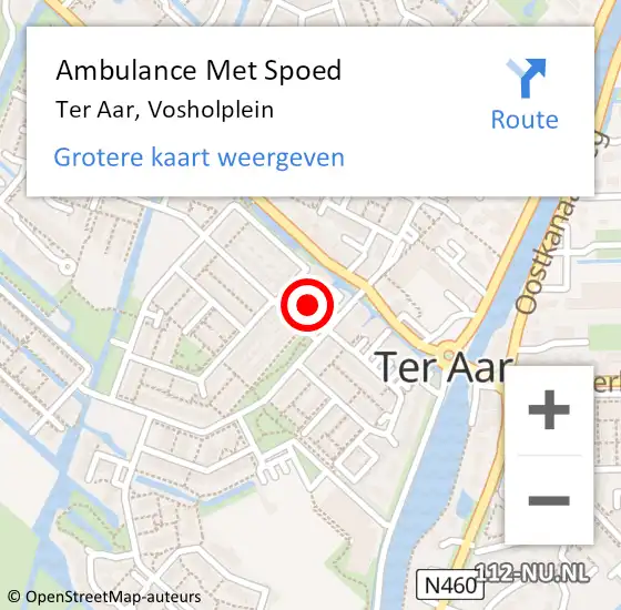 Locatie op kaart van de 112 melding: Ambulance Met Spoed Naar Ter Aar, Vosholplein op 6 september 2021 17:04