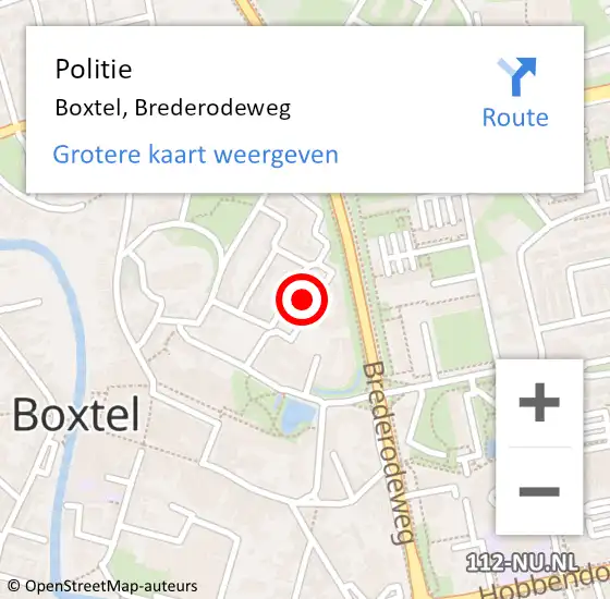 Locatie op kaart van de 112 melding: Politie Boxtel, Brederodeweg op 6 september 2021 17:07