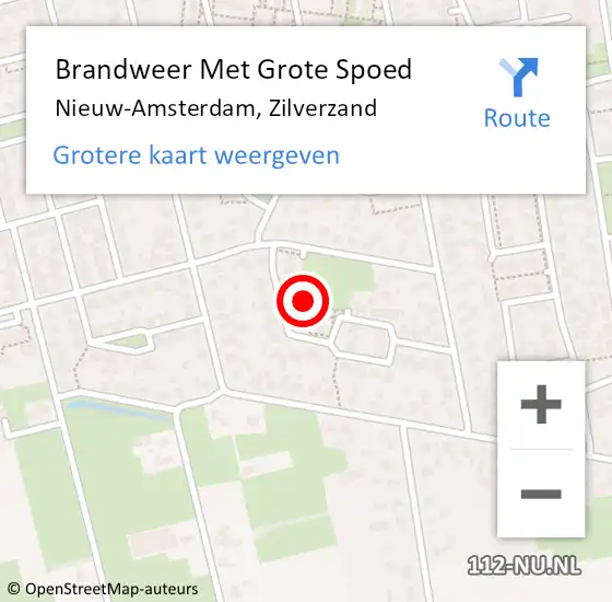 Locatie op kaart van de 112 melding: Brandweer Met Grote Spoed Naar Nieuw-Amsterdam, Zilverzand op 6 september 2021 17:18