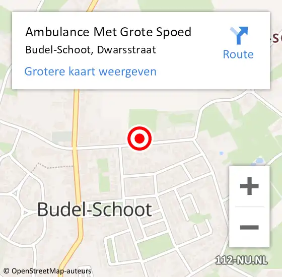 Locatie op kaart van de 112 melding: Ambulance Met Grote Spoed Naar Budel-Schoot, Dwarsstraat op 6 september 2021 17:20