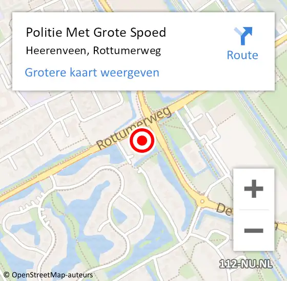 Locatie op kaart van de 112 melding: Politie Met Grote Spoed Naar Heerenveen, Rottumerweg op 6 september 2021 17:24