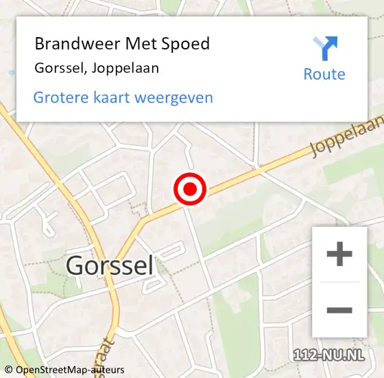 Locatie op kaart van de 112 melding: Brandweer Met Spoed Naar Gorssel, Joppelaan op 6 september 2021 17:26