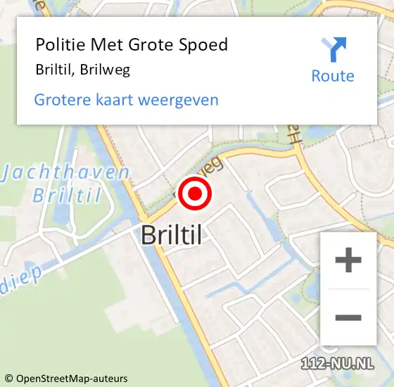 Locatie op kaart van de 112 melding: Politie Met Grote Spoed Naar Briltil, Brilweg op 6 september 2021 17:30