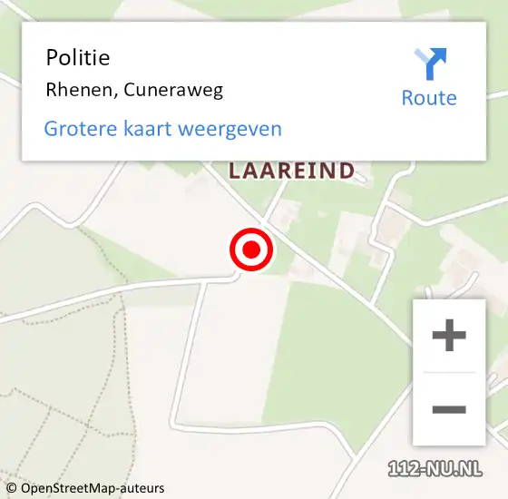 Locatie op kaart van de 112 melding: Politie Rhenen, Cuneraweg op 6 september 2021 17:37