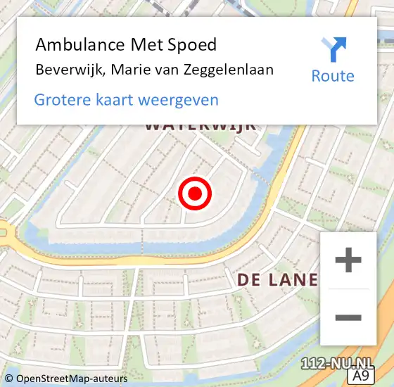 Locatie op kaart van de 112 melding: Ambulance Met Spoed Naar Beverwijk, Marie van Zeggelenlaan op 6 september 2021 17:44