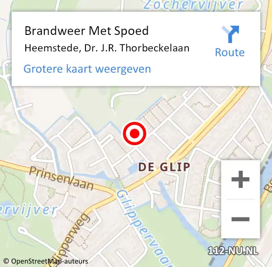 Locatie op kaart van de 112 melding: Brandweer Met Spoed Naar Heemstede, Dr. J.R. Thorbeckelaan op 6 september 2021 17:48