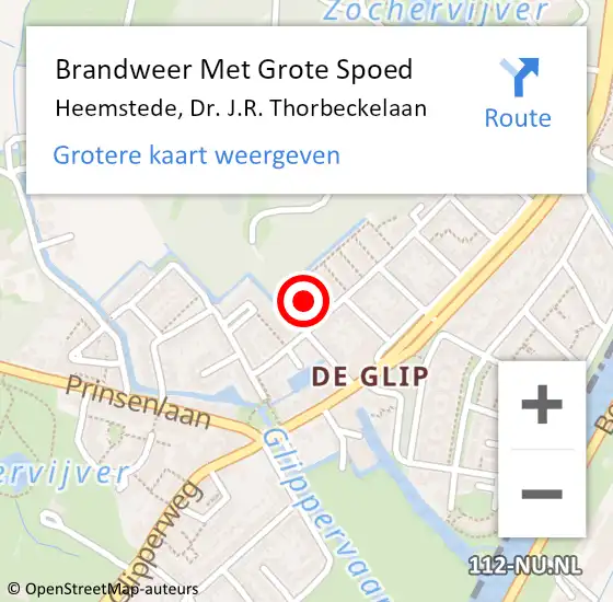 Locatie op kaart van de 112 melding: Brandweer Met Grote Spoed Naar Heemstede, Dr. J.R. Thorbeckelaan op 6 september 2021 17:50