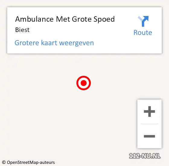 Locatie op kaart van de 112 melding: Ambulance Met Grote Spoed Naar Biest op 6 september 2021 18:00