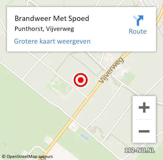 Locatie op kaart van de 112 melding: Brandweer Met Spoed Naar Punthorst, Vijverweg op 6 september 2021 18:05